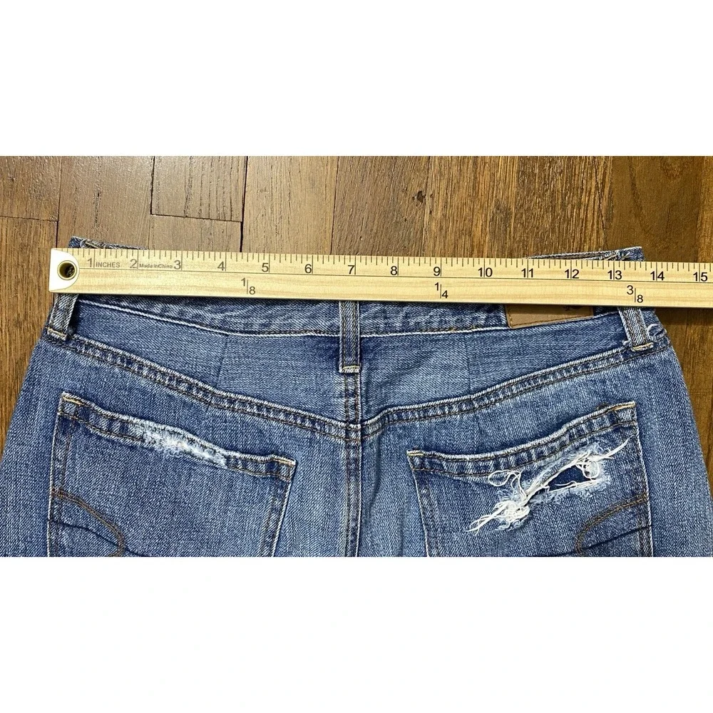 American Eagle Outfitters Denim Mini Skirt Sz 6 Distressed Cowgirl BOHO‎ Raw Hem